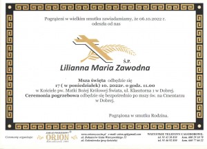Nekrolog Zawodna Lilianna
